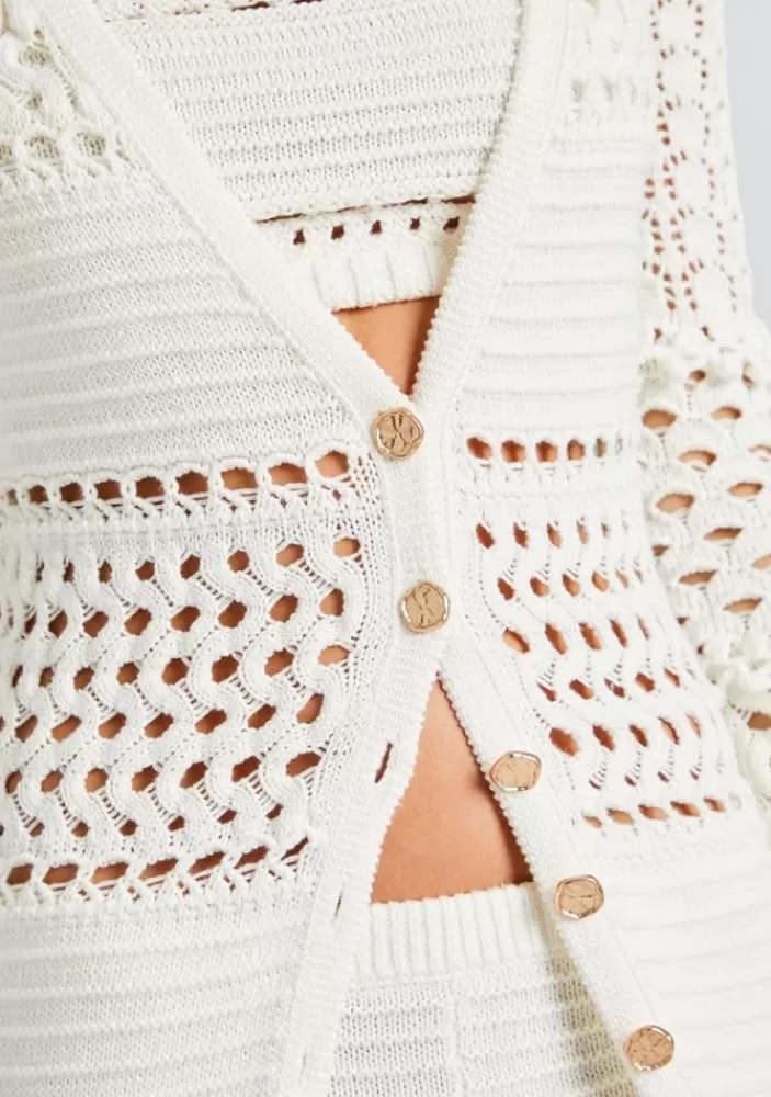 Shop Alaia Knit Crochet Cardigan Women Tops