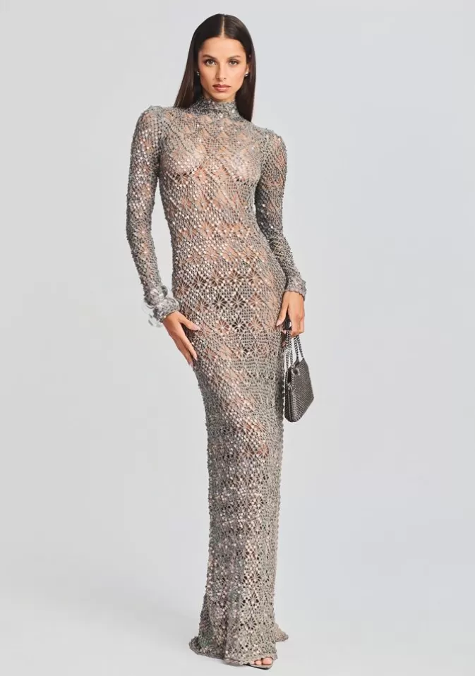 Women Retrofête Dresses | Alexa Sequin Open Crochet Dress