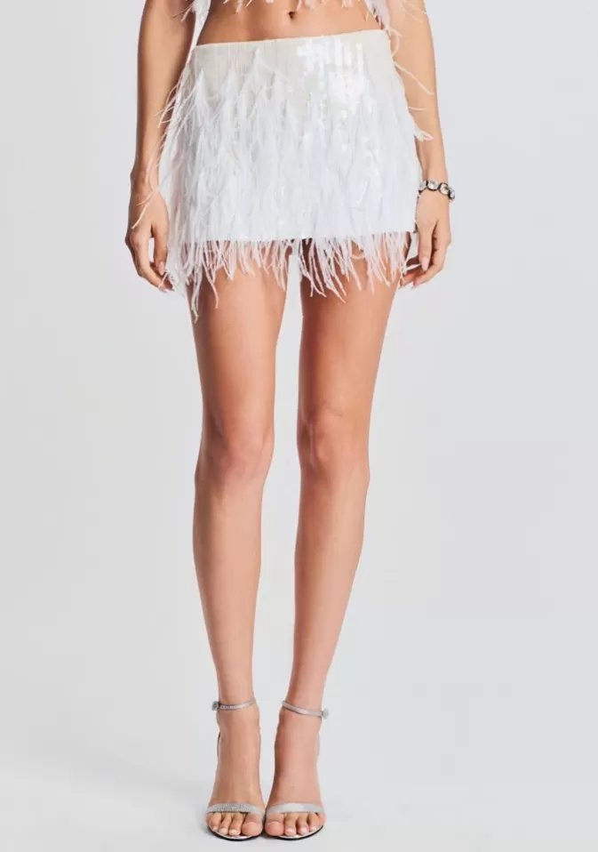 Women Retrofête Bottoms | Athana Sequin Feather Skirt