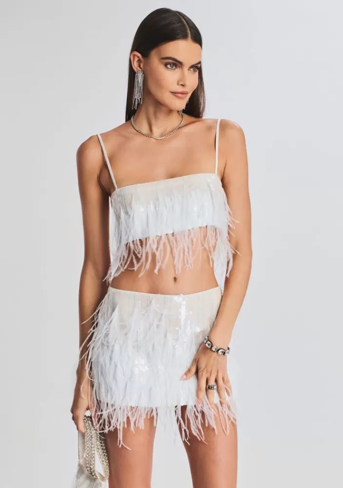 Cheap August Feather Sequin Top Women Matching Sets