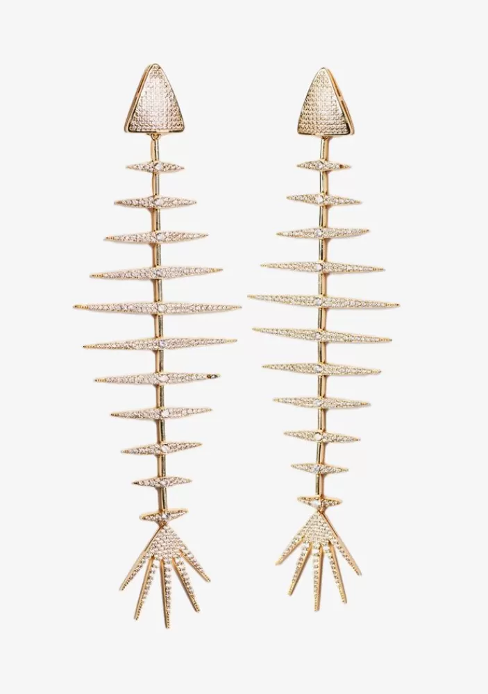 Outlet Bimini Crystal Fish Bone Earrings Women Accessories