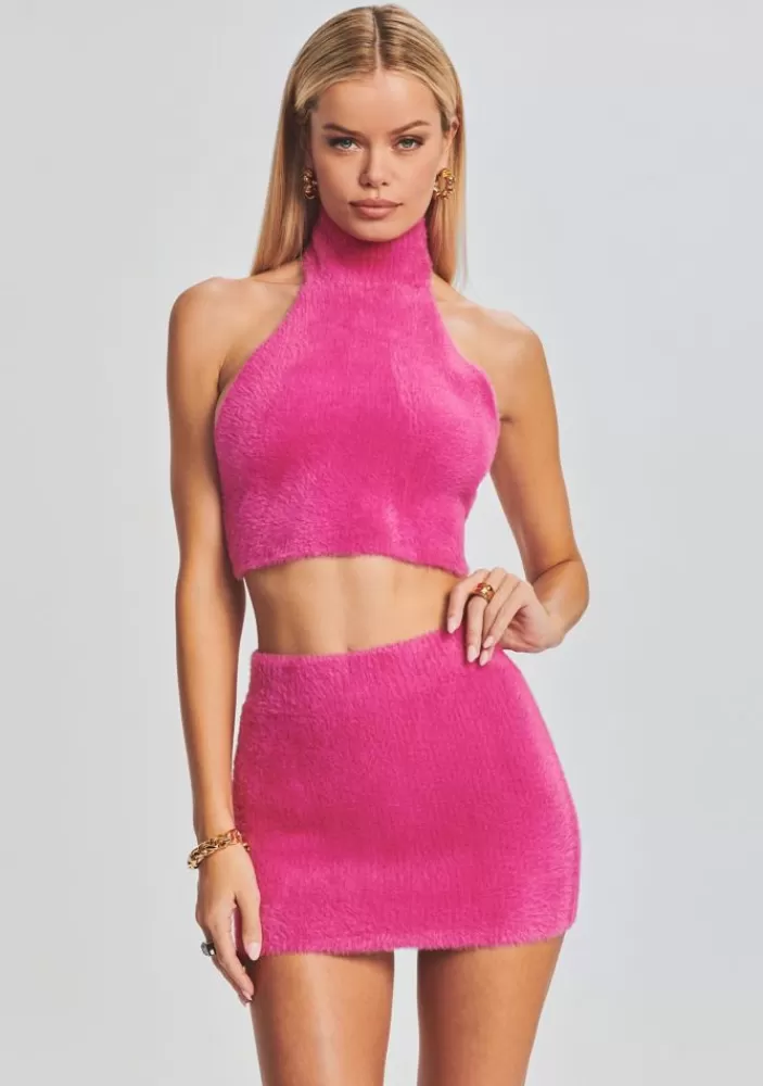 Fashion Boca Fuzzy Crop Top Women Matching Sets