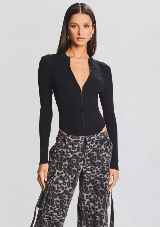 Women Retrofête Tops | Geo Rib Knit Bodysuit