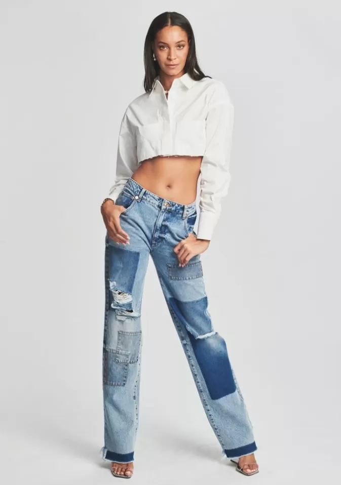 Women Retrofête Denim | Heidi Straight Leg Patch Jean