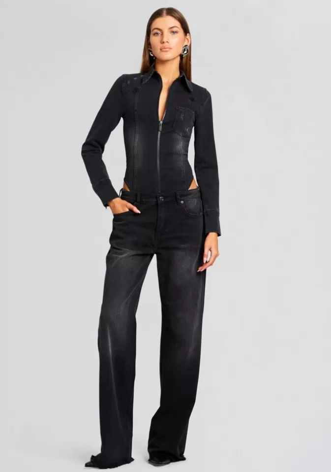 Women Retrofête Denim | Helena Denim Bodysuit