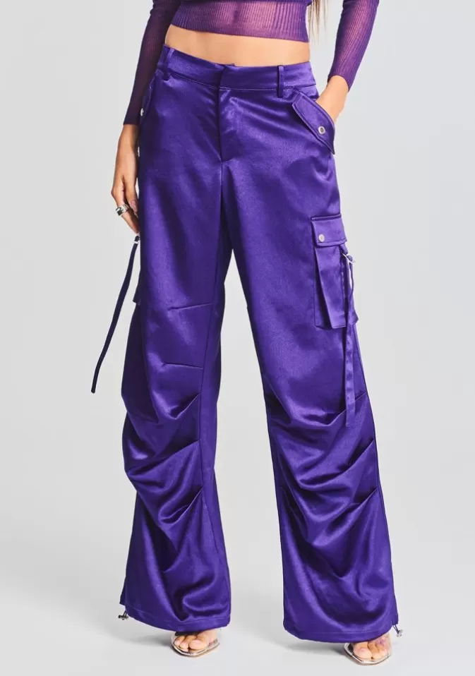 Women Retrofête Matching Sets | Lai Satin Cargo Pant