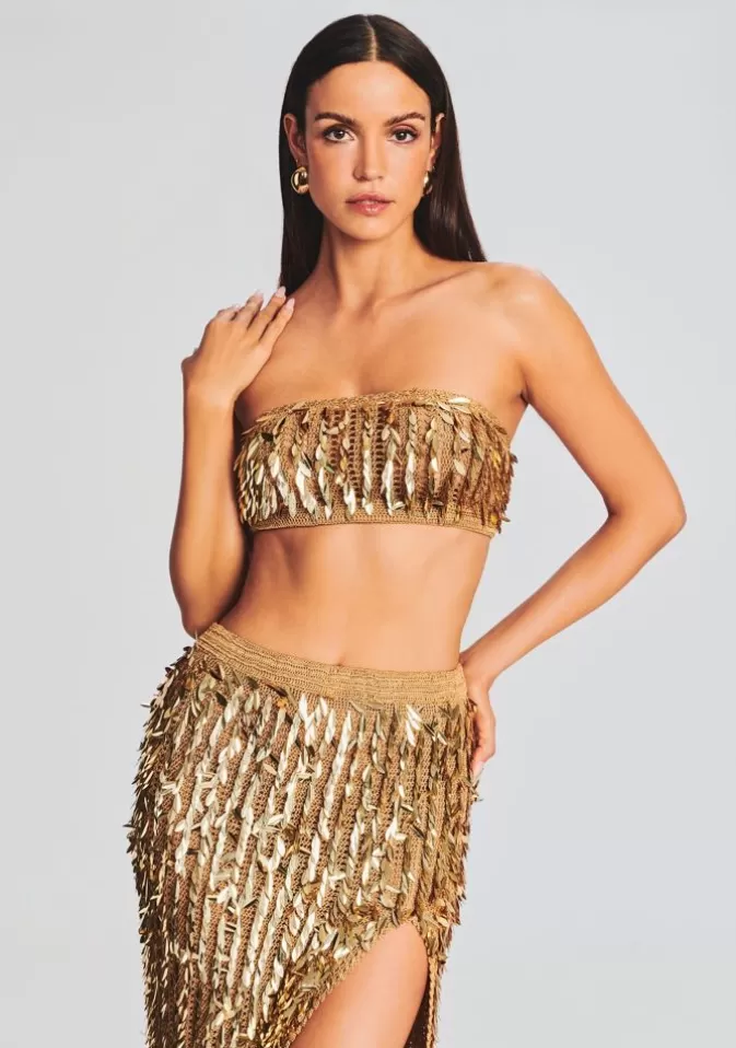 Women Retrofête Matching Sets | Lotus Feather Sequin Top