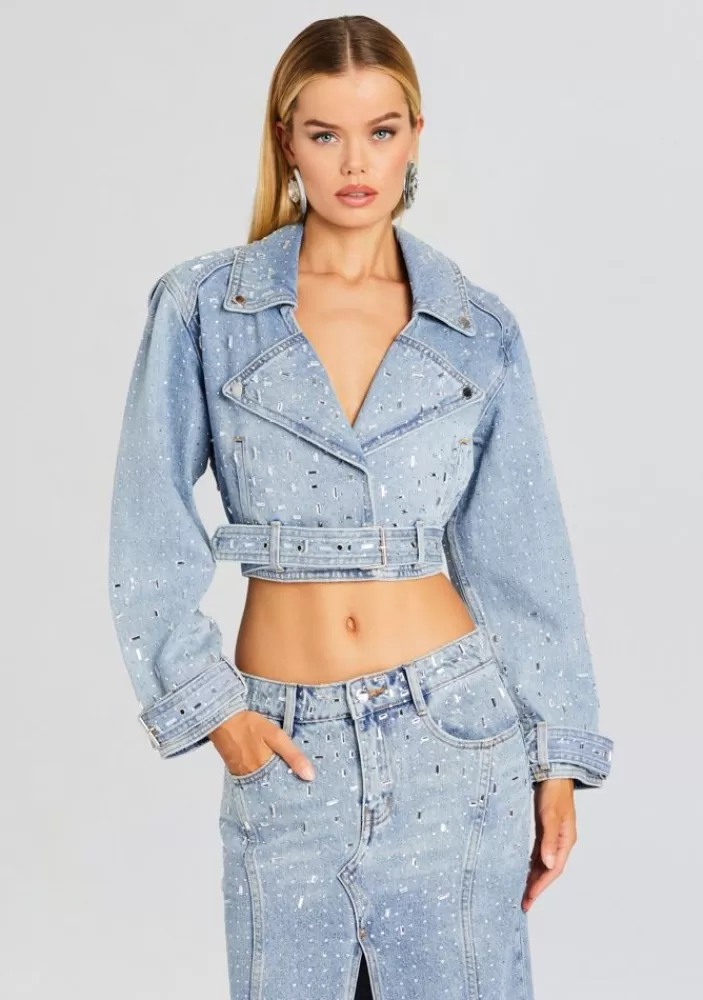 Clearance Marcie Embellished Denim Jacket Women Denim