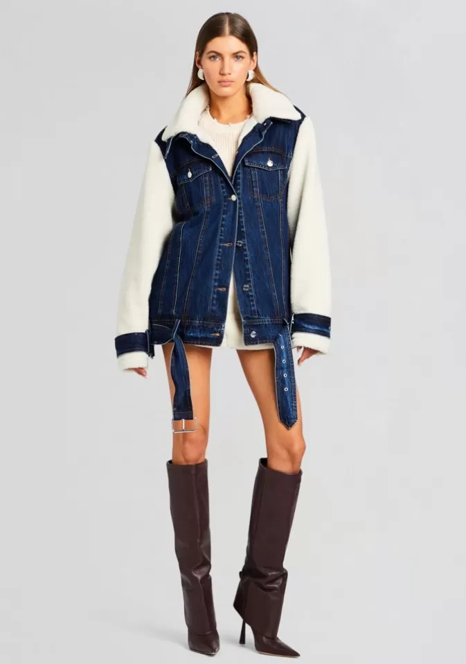 Women Retrofête Denim | Mink Teddy Denim Jacket