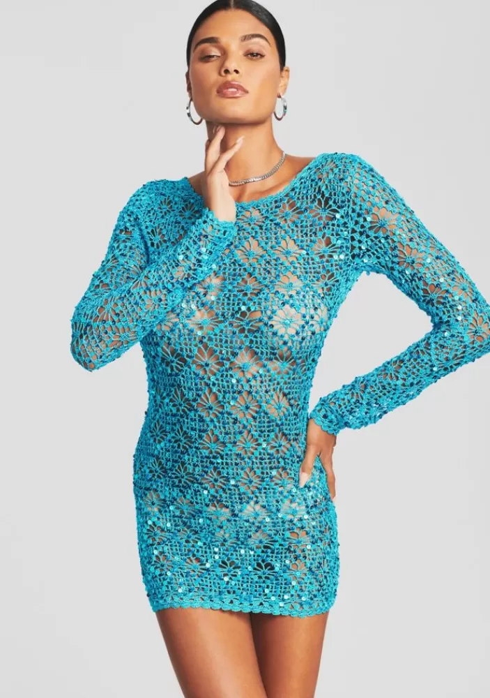 Sale Mira Sequin Crochet Dress Women Swim