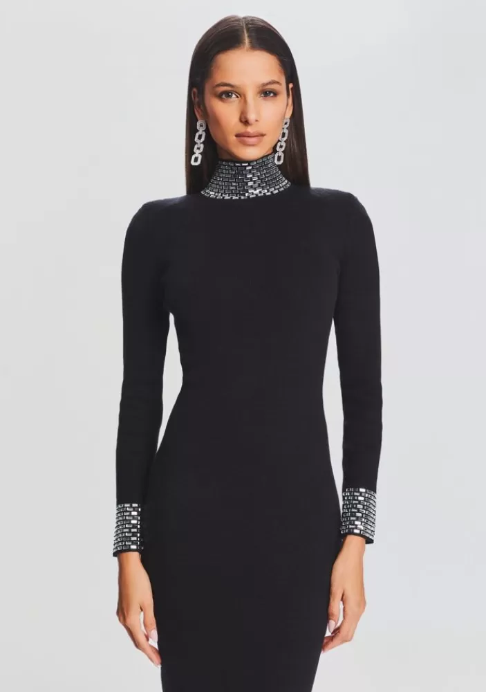 Hot Monroe Embellished Knit Dress Women Dresses