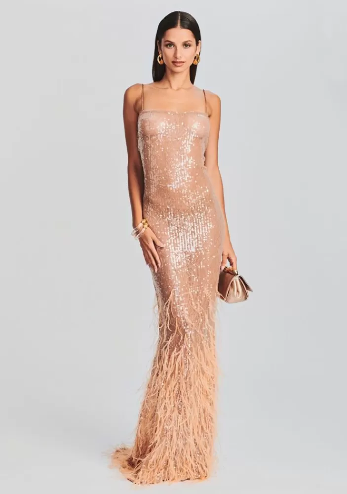 Clearance Odessa Sequin Feather Dress Women Dresses