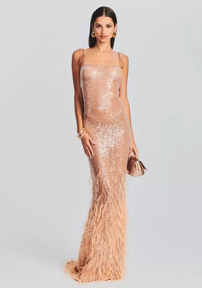 Women Retrofête Dresses | Odessa Sequin Feather Dress