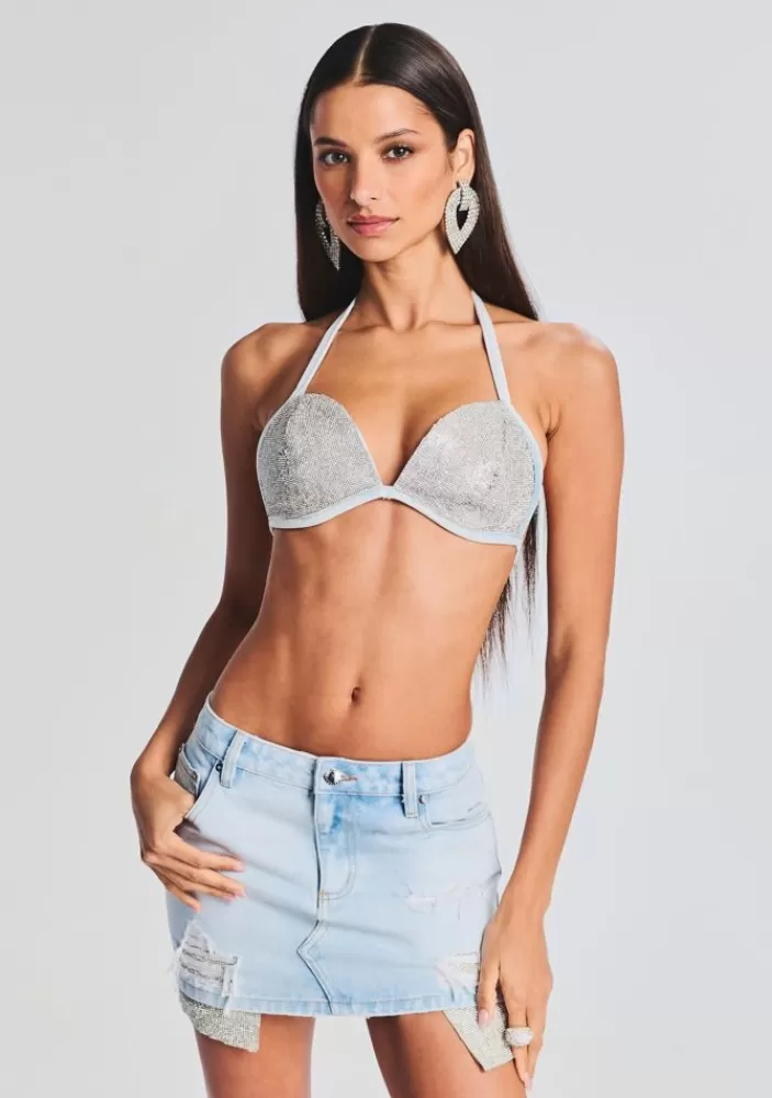 Online Reign Crystal Embellished Bra Women Tops