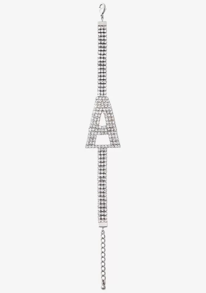 Women Retrofête Tops | Rhinestone Alphabet Letter Bracelet