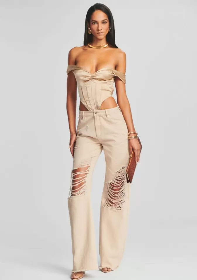 Women Retrofête Tops | Rozik Silk Bodysuit