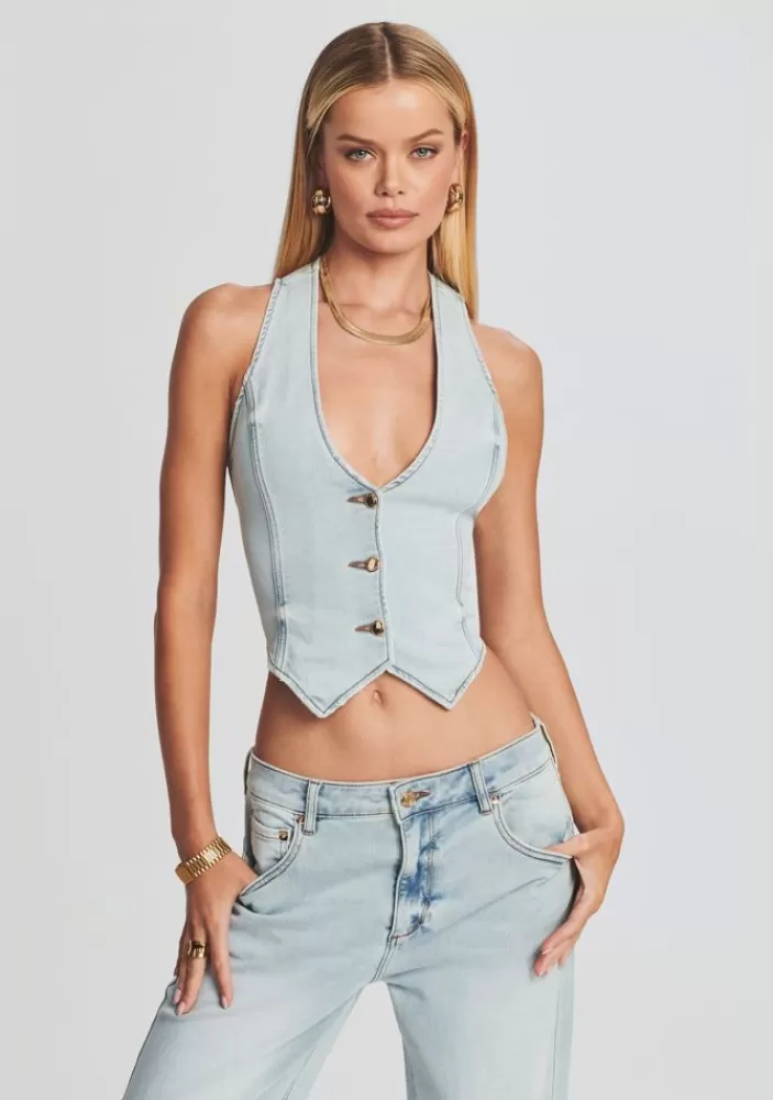 Discount Taylor Denim Vest Women Tops