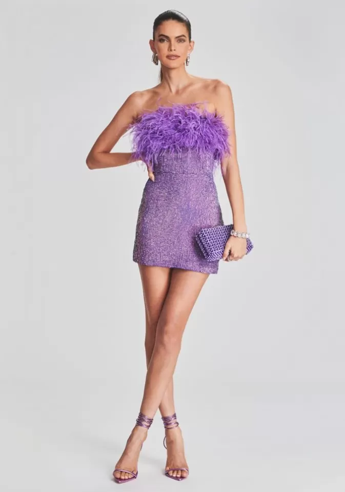 Women Retrofête Dresses | Torin Sequin Feather Dress