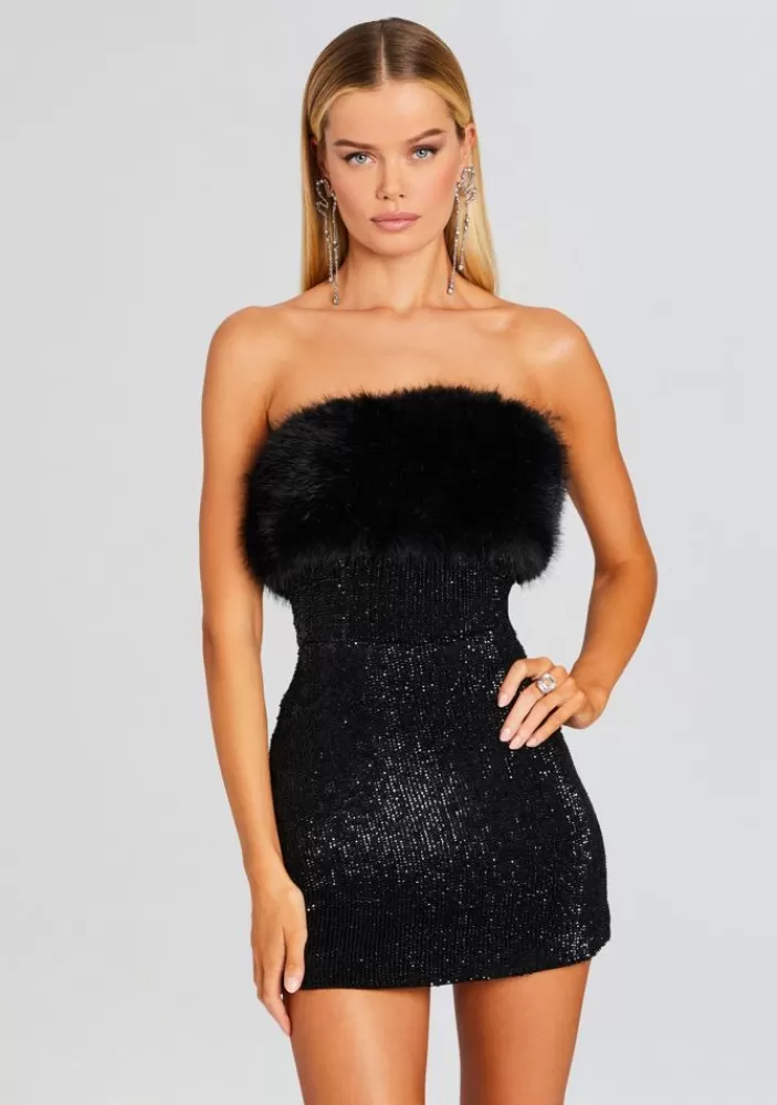 Shop Torin Sequin Fur Dress Women Dresses