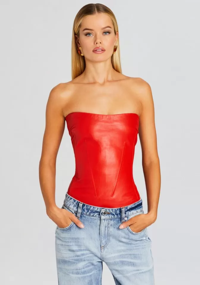 Women Retrofête Tops | Veda Leather Top