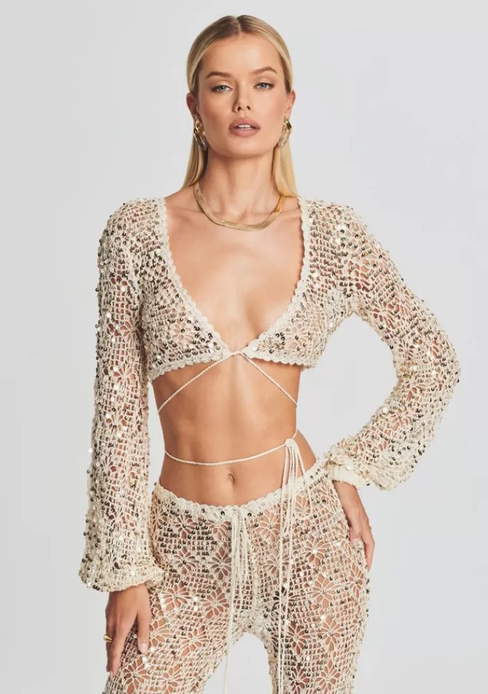 Sale Vera Sequin Crochet Top Women Matching Sets