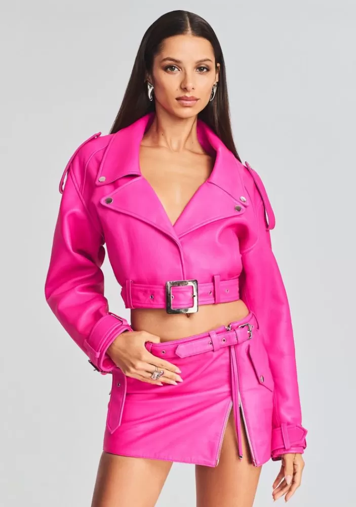 Online Victoria Leather Jacket Women Matching Sets