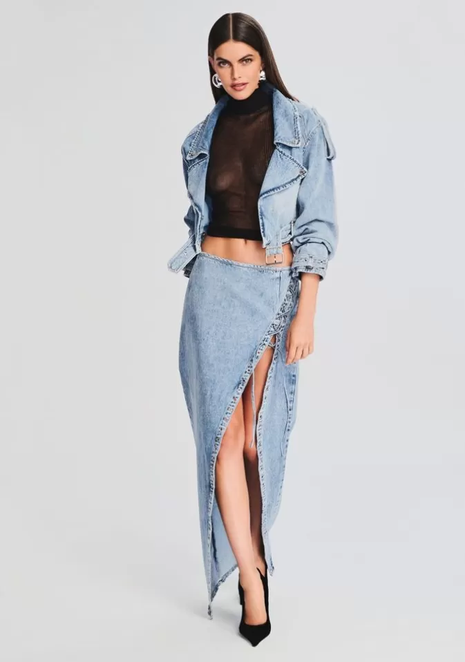 Women Retrofête Denim | Zahlia Denim Skirt