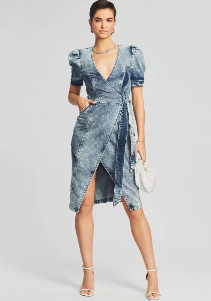 Cheap Zelda Wrap Dress Women Denim