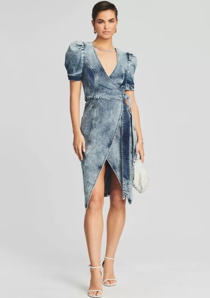 Cheap Zelda Wrap Dress Women Denim